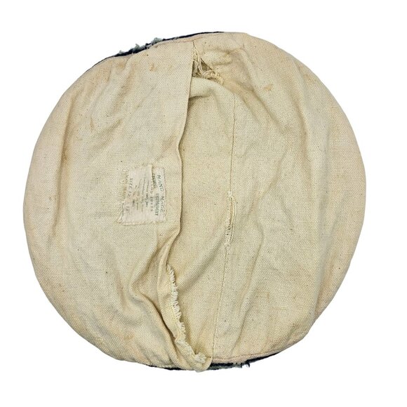 Vintage Handmade Crewel Embroidery Round Pillow Cover 12" Blue Thistle Design - Picture 2 of 14